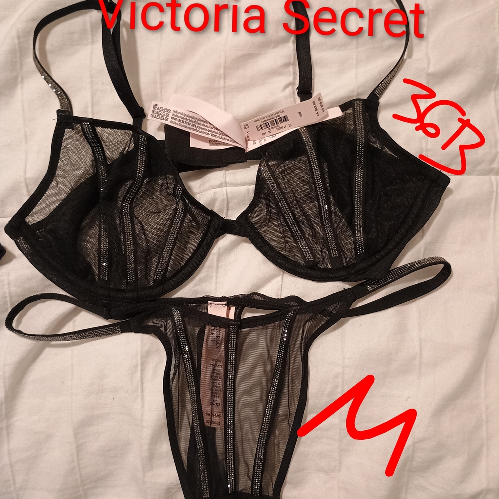 Victoria's Secret Black Sheer Bra Set